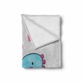 thumbnail image 2 of Dinosaur Soft Flannel Fleece Throw Blanket, 2 Dinosaurs with Spiked Neck Collars in Love Hearts Valentines, Cozy Plush for Indoor and Outdoor Use, 70" x 90", Pale Grey Pale Blue, by Ambesonne, 2 of 6