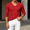 thumbnail image 2 of hoksml Men's Waffle Knit V Neck Long Sleeve T-Shirt, Solid Breathable Mesh Casual Basic Top, Light Loose Cut Tee in Classic Colors, 2 of 9