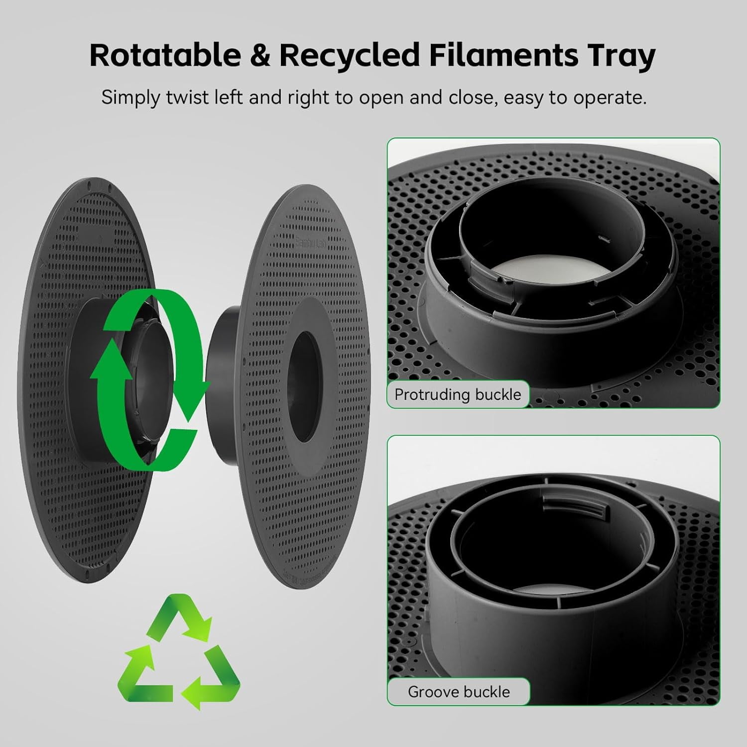 Detachable Filament Tray Compatible with Bambu Lab 3D Printer,Reusable Filament Reel Holder Fits PLA,PETG,ABS,TPU Filament Spool for A1/A1 Mini,Support High Temperature Environment ≤ 90°C