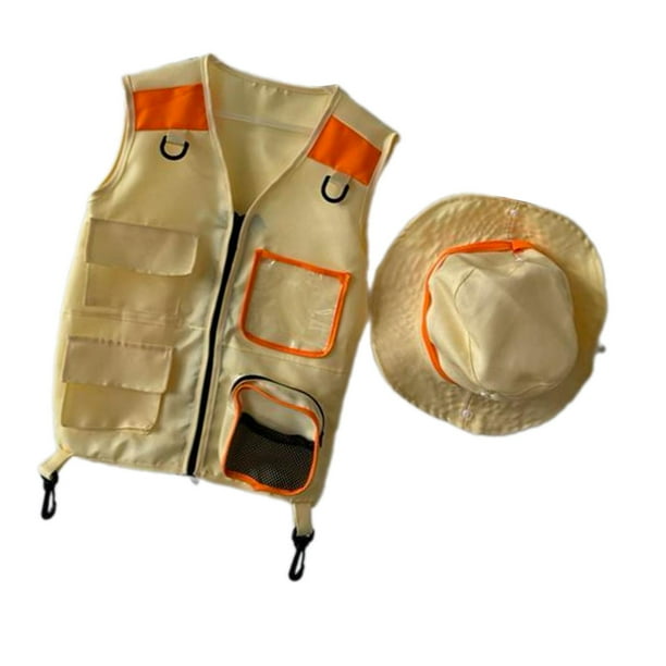 Chaleco de explorador para niños, disfraz de cosplay, juego de rol, chaleco de carga educativo para Naranja