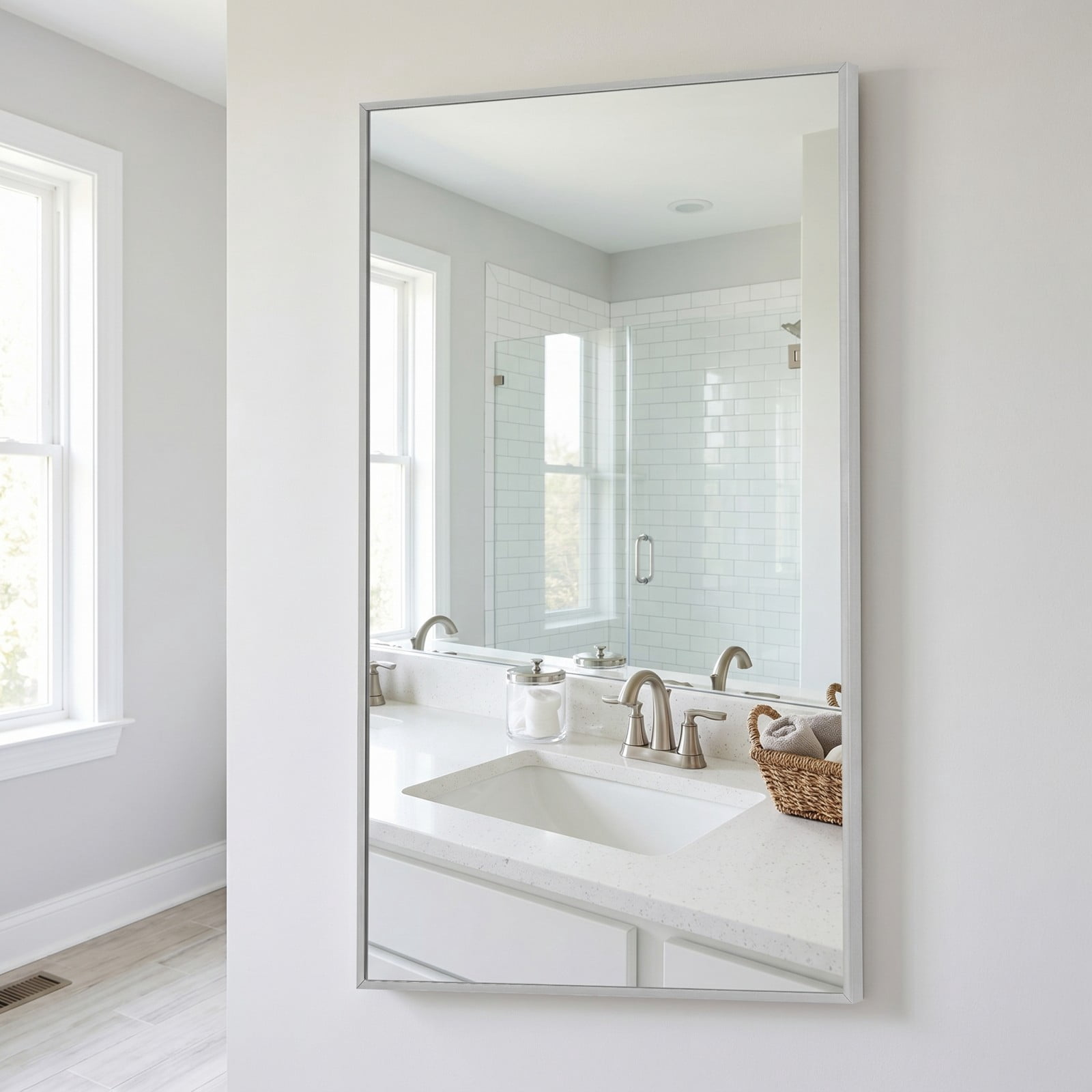 Gleamira 30"x55" Rectangular Full Length Mirror Floor Standing Mirror, Silver