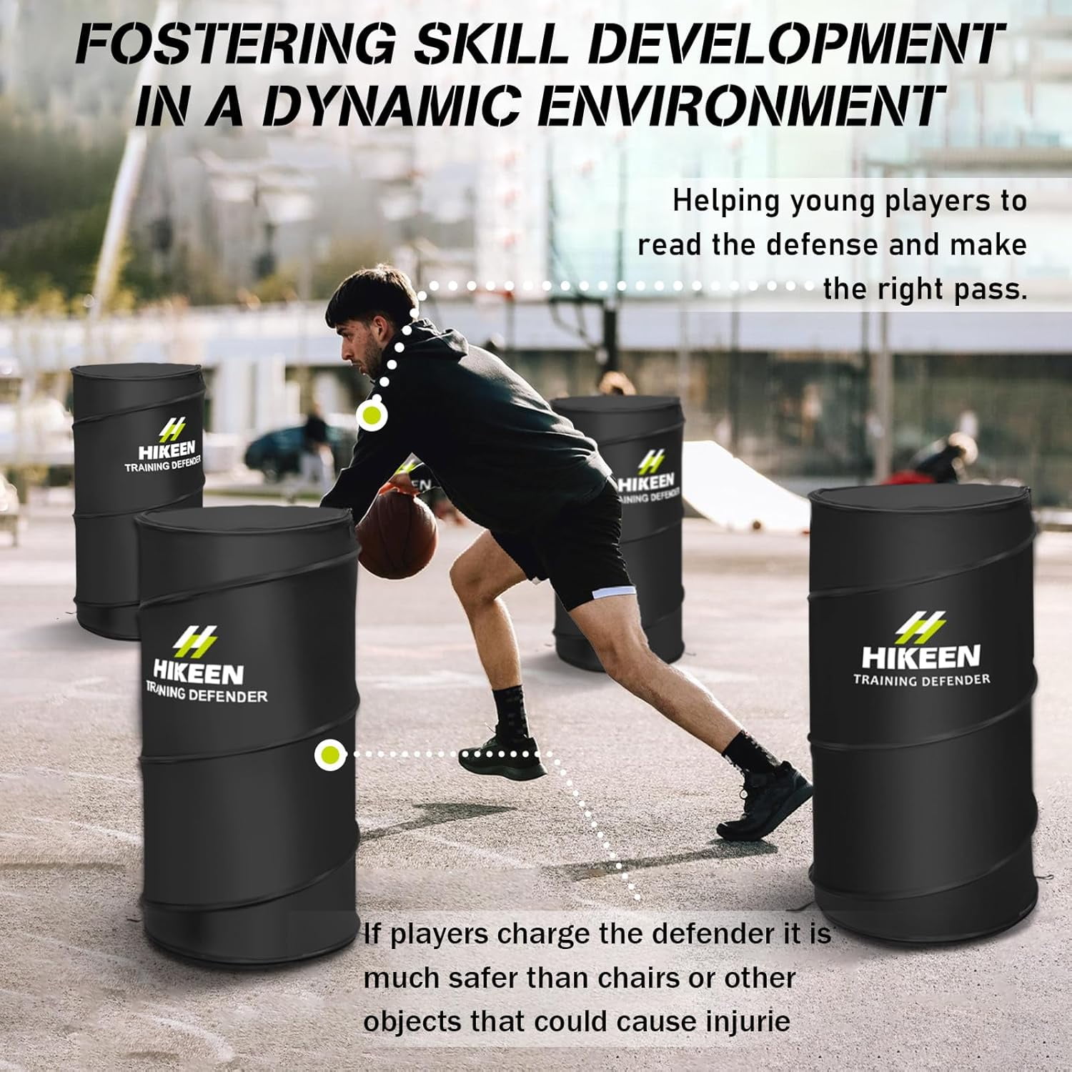 Adoreal Basketball Defender Dummy 4 Pack - Pop Up Safely Simulate Defender - Foldable Training Equipment for Basketball, Soccer, Football and More