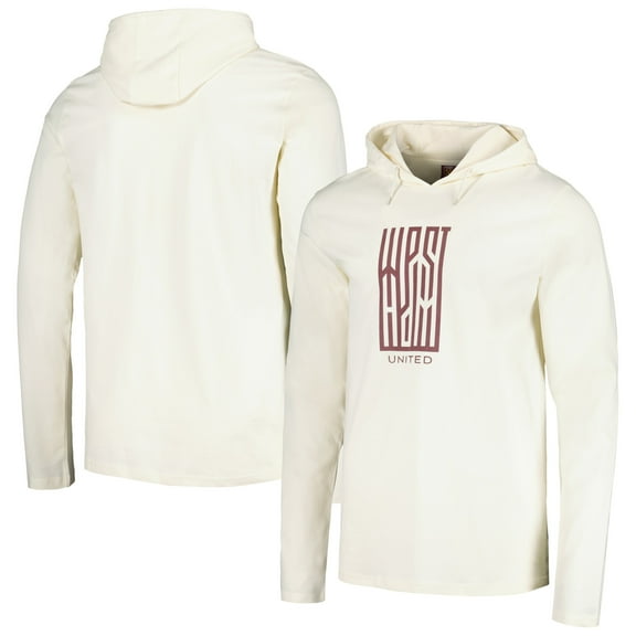 Men's Cream West Ham United Long Sleeve Hoodie T-Shirt
