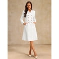 thumbnail image 2 of DARING DIVA Tweed Blazer Collared Double Breasted A-Line Dress S White, 2 of 6