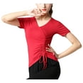 thumbnail image 2 of Faux Wrap V Neck Front Drawstring Tango T Shirts Tops For Women Dance Yoga Practice, 2 of 2