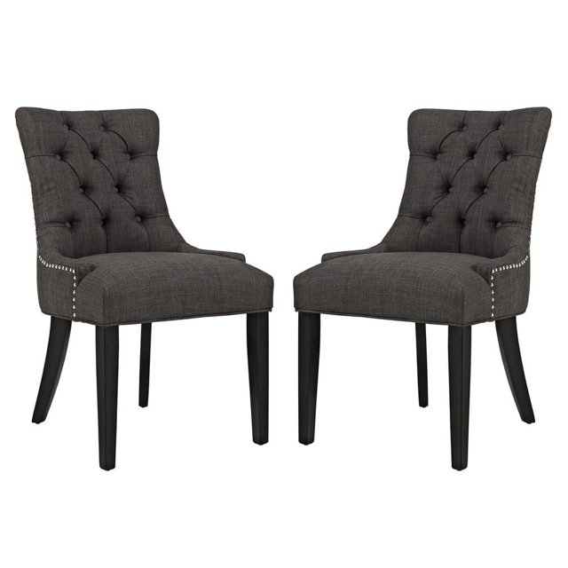 Modway Regent Chaise Latérale de Salle à Manger en Tissu, Ensemble de 2, Brun