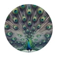 thumbnail image 4 of PIKWEEK Beautiful Peacock Outdoor Picnic Camping and Indoor Kitchen Dining Party Round Tablecloth White, 4 of 8