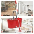 thumbnail image 6 of Spin Mop and Bucket, Microfiber Spin Mop & Bucket for Floor Cleaning, Dust Mop Kit with 3 Mop Heads, Floor Mop with Stainless Steel Wringer Set, Mops and buckets for floors, Red & Gray, 6 of 7