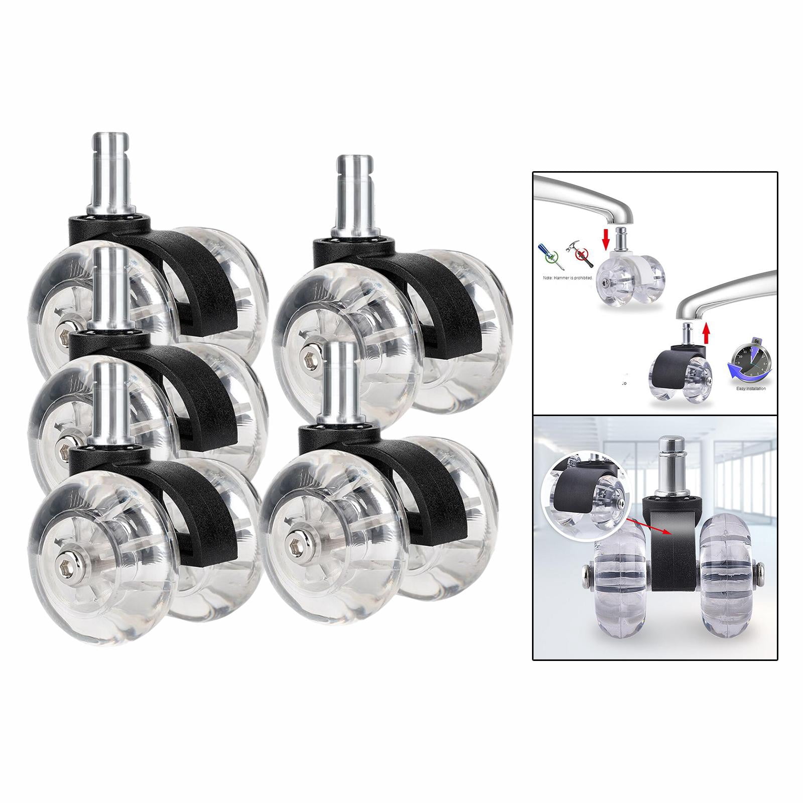 Heavy Duty Office Chair Caster Wheels Set of 5 Roller Wheel for Floor Protecting