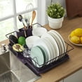 thumbnail image 2 of Sweet Home Collection  3-Piece Kitchen Sink Dish Drainer Set Eggplant, 2 of 5