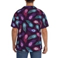 thumbnail image 3 of KLL Peacock Feathers3 Print Men's Shirt Short Sleeve Button Down Summer Cuba Beach Shirts- 3X-Large, 3 of 5