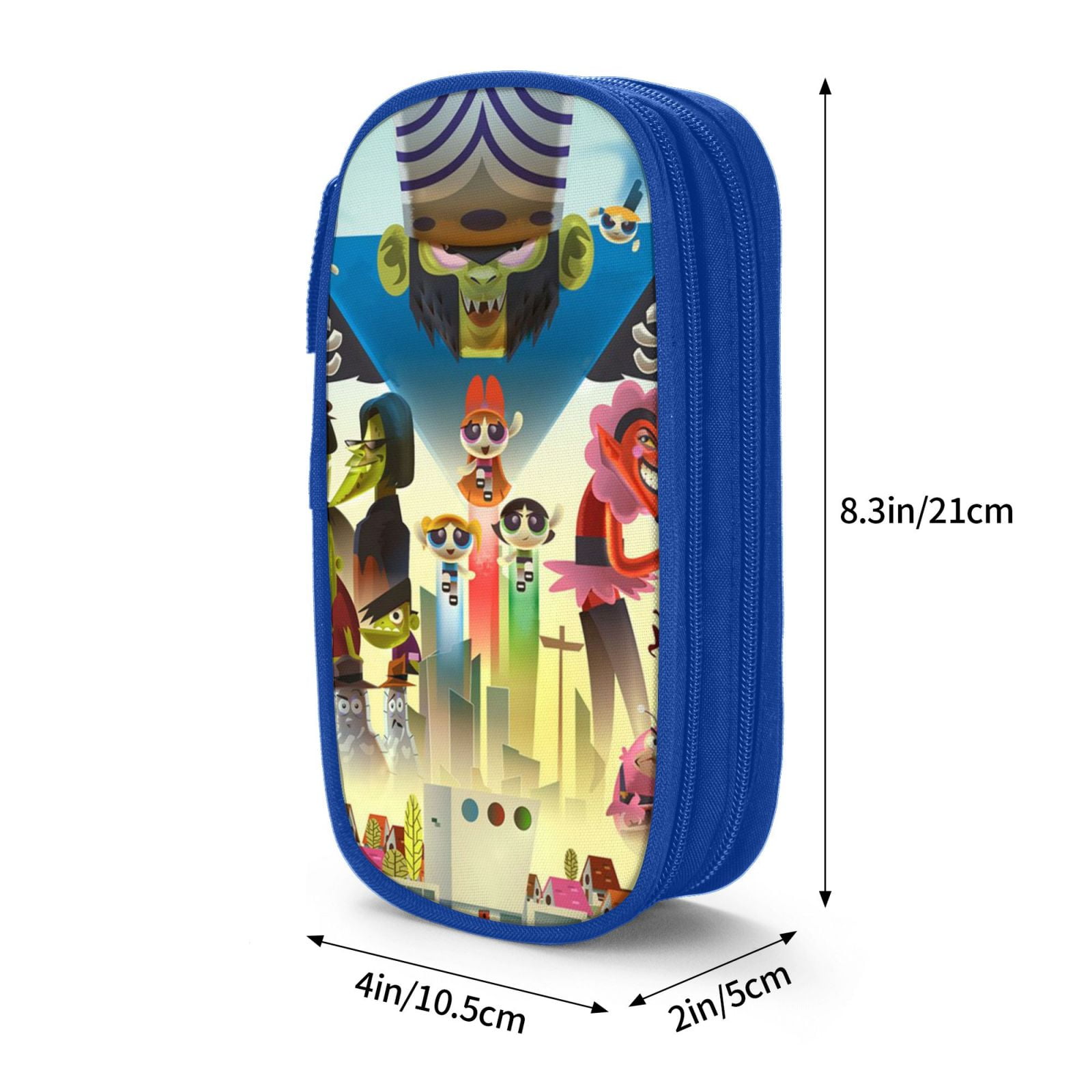 The Powerpuff Gi-rls Pencil Case Large Capacity Pencil Pouch Penbag Office Stationery Organizer Travel Makeup Bag Blue