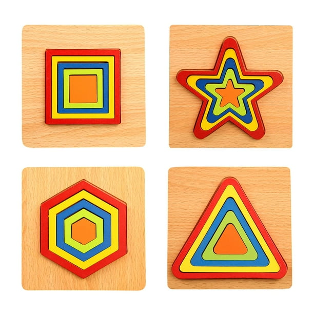 piezas de maciza forma geométrica de rompecabezas bloques de patrones  artesanía de juguete clásico Montessori tablero de Forma geométrica  Salvador