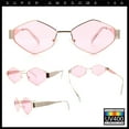 thumbnail image 2 of Hipster Diamond Shape Hustler Metal Rim Retro Fashion Sunglasses Gold - Pink, 2 of 7