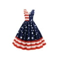 thumbnail image 1 of Liacowi 4th of July Dress for Women Juniors Stripe and Star Print Halter Sleeveless Backless Independence Day Summer Casual Dresses, 1 of 9