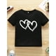 thumbnail image 1 of Camisetas creativas con estampado gráfico de corazón, suaves y elásticas, cómodas, de cuello redondo y manga corta, tops de verano para niñas, 1 of 6