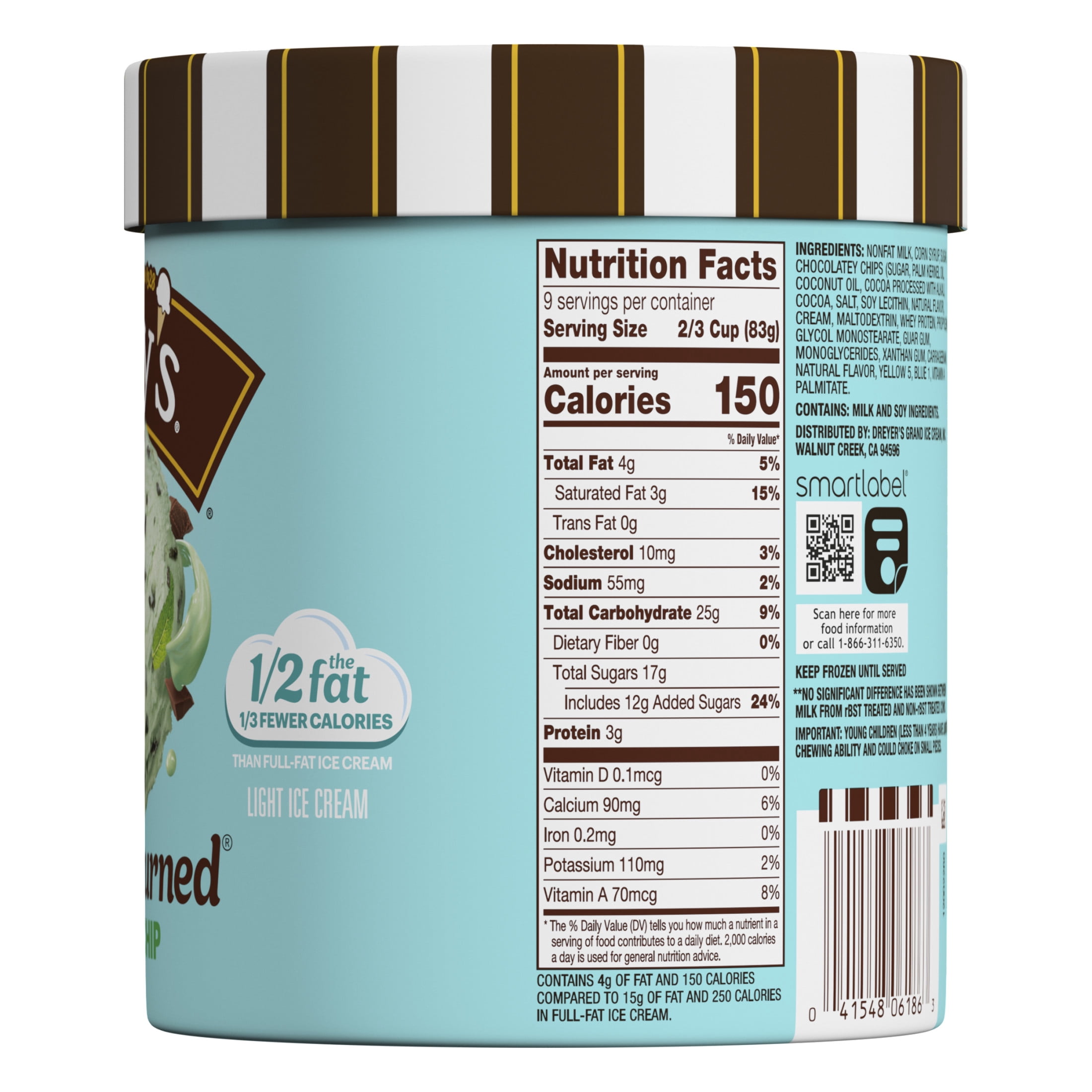 Edy’s/Dreyer’s Slow Churned Mint Chocolate Chip Light Ice Cream, 1.5 Qt