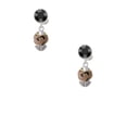 thumbnail image 2 of Delight Jewelry Goldtone Wide Tan Cheetah Print Spinners Black Crystal Clip on Earrings, 2 of 5