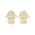 thumbnail image 2 of BemeyourBBs Toddler Baby Girl 2 Piece Swimsuit Set Infant Girls Bathing Suit Long Sleeve Rash Guard Swimwear Frill Mock Neck Eyelet Hollow Out Zipper Swiming Tops Bottoms Bikini Set Summer Beachwear, 2 of 9