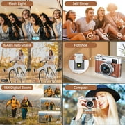 5K Digital Camera for Photography WiFi Autofocus 48MP Vlogging Camera for Youtube 16X Digital Zoom with Front and Rear Cameras with 32GB SD Card
