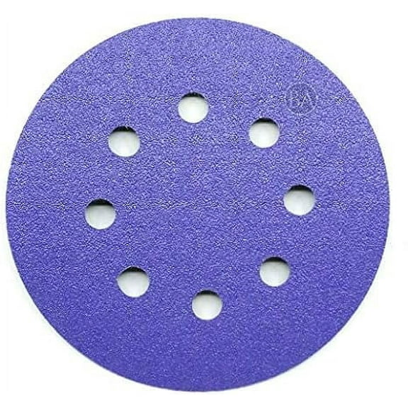 Benchmark Abrasives 5" Premium Ceramic 8 Holes Film Backed Hook and Loop Discs (Pack of 50) - 220 Grit