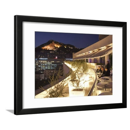 Outdoors Terrace Rooftop Design Ideas Rooftop Terrace Bar at the Athens Hilton with Lykavittos Hill Illuminated at Night, Athens, Greece, Framed Print Wall Art By Martin Child ()