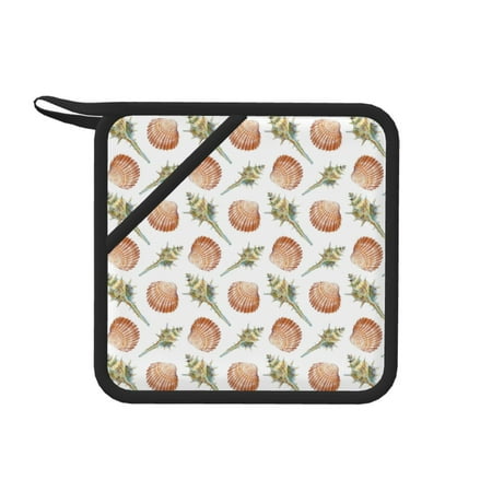 

1 PCS Pot Holders for Kitchen - Heat Resistant Silicone Pot Holders with Hanging Loop Conch Shell No.J99 Non Slip Oven Hot Pads Potholders for Decor Baking Cooking Kitchen