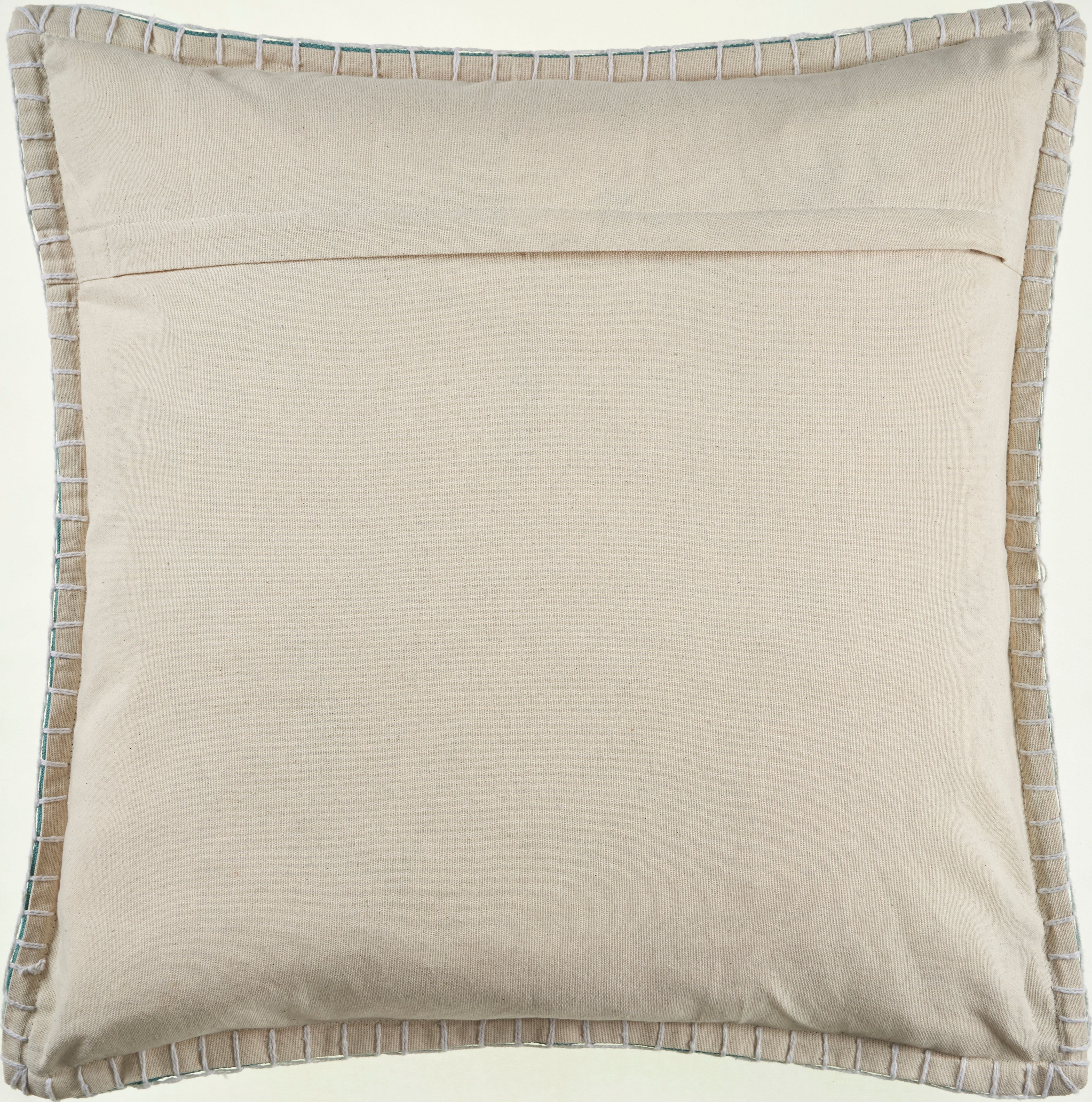 Ox Bay Wilma 24" x 24" Teal Blue Stitch Bordered Cotton Adult Decorative Throw Pillow Cover