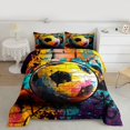 thumbnail image 2 of Homewish Kids Teenagers Sport Soccer Print Bedding Comforter Set 2pcs,Abstract Football Gamer Twin Comforter Sets Microfiber,Watercolor Graffiti Splash Breathable Bedding Set, 2 of 8