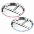 thumbnail image 1 of 2PCS Stainless Steel Kids Plates 9 Inch Toddler Divided Plates with Removable Silicone Sleeves 4 Suction Cups, 1 of 7