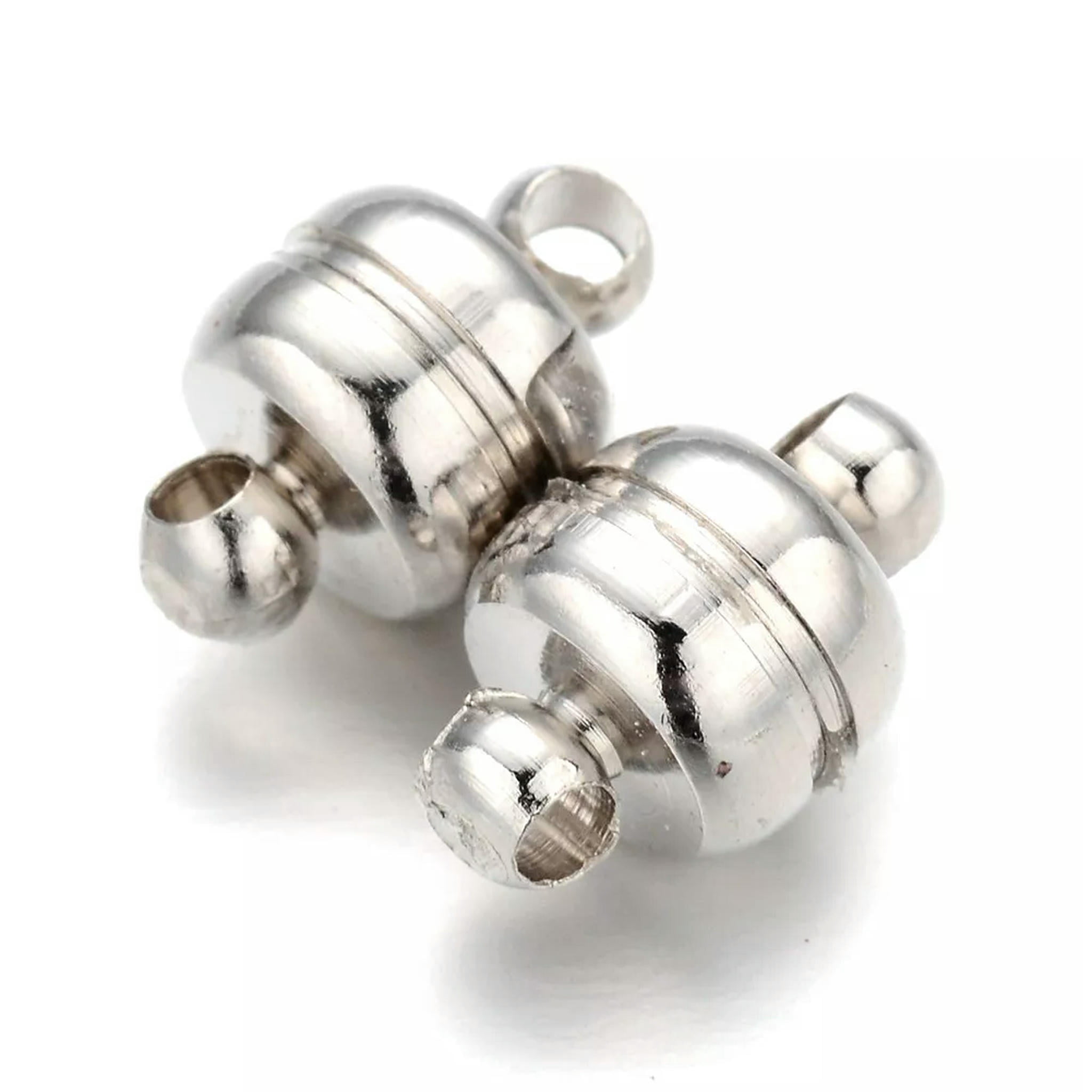 U8MO 100 Sets Strong Brass Magnetic Clasps Oval Smooth Jewelry Closure Platinum 11mm
