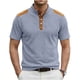 thumbnail image 2 of Ceisia Men's Loose Fit Ribbed Polo Shirt Short Sleeve Stand Collar Color Block Casual Daily Summer Tops Sky Blue L Gifts, 2 of 4