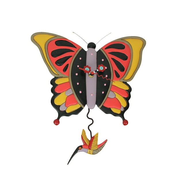 Allen Designs Horloge Murale Pendule Décorative Papillon en Résine Flutterby Déco Maison