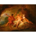 thumbnail image 2 of Nicolas Bertin 18x15 Black Ornate Wood Framed Double Matted Museum Art Print Titled - Bacchanalia (1710-1720), 2 of 5