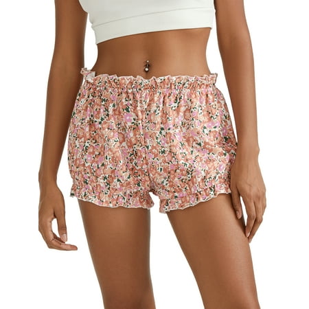 Niusricy Women s Vintage Bloomers Shorts Ladies Casual Cherry Print Lounge Shorts Elastic Waist Ruffled Shorts Bottom Fashion Cute Casual Short Pants Daily Pj Clothes for Summer