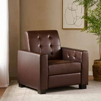 Noble House Cossitt Standard Faux Leather Tufted Pushback Recliner, Dark Brown
