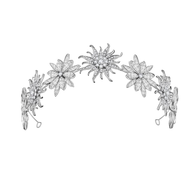 Encantadora diadema de novia exquisita Tocado de boda de la banda de flores de diamantes de diario gano