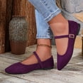 thumbnail image 6 of Hinvhai Pointed Toe Flats Suede Ballet Flat Shoes for Women Comfortable with Adjustable Strap Dressy Casual Flats for Work office Purple 9.5(43), 6 of 7