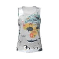 thumbnail image 4 of Xecao The World Map with Cartoon Animals print women's scoop neck, loose-fit workout tank tops for the gym., 4 of 9