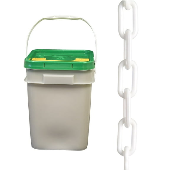 2 Inch x 120 Feet White Heavy Duty Plastic Safety Chain Pail