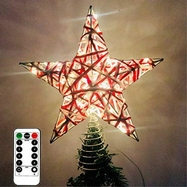Night Gring Christmas Tree Topper Star Led Lights Star Treetop Battery