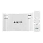 Philips Battery-Operated 2-Melody Doorbell Kit, White, 6.45in, DES1120W/27