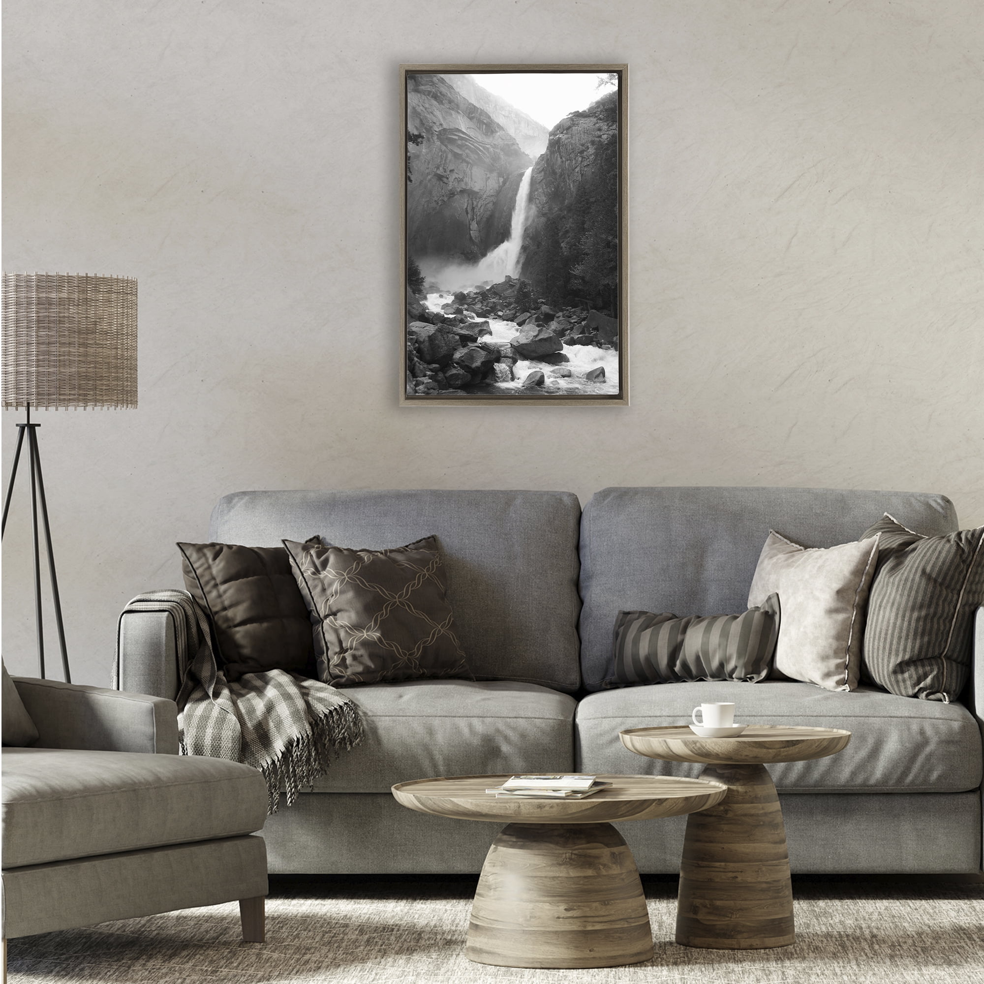 Stupell Industries Rocky Yosemite Falls Brown Framed Floater Canvas Wall Art, design by Kim Curinga