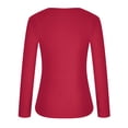 thumbnail image 4 of RYRJJ Women's V Neck Waffle Knit Henley Tops Casual Loose Long Sleeve Soft Comfy Pullover Sweater Blouses(Red,XL), 4 of 4