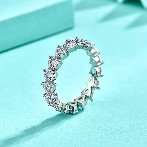 Whudwhu Heart Shaped Moissanite Ring in Silver For Women Stylish Design