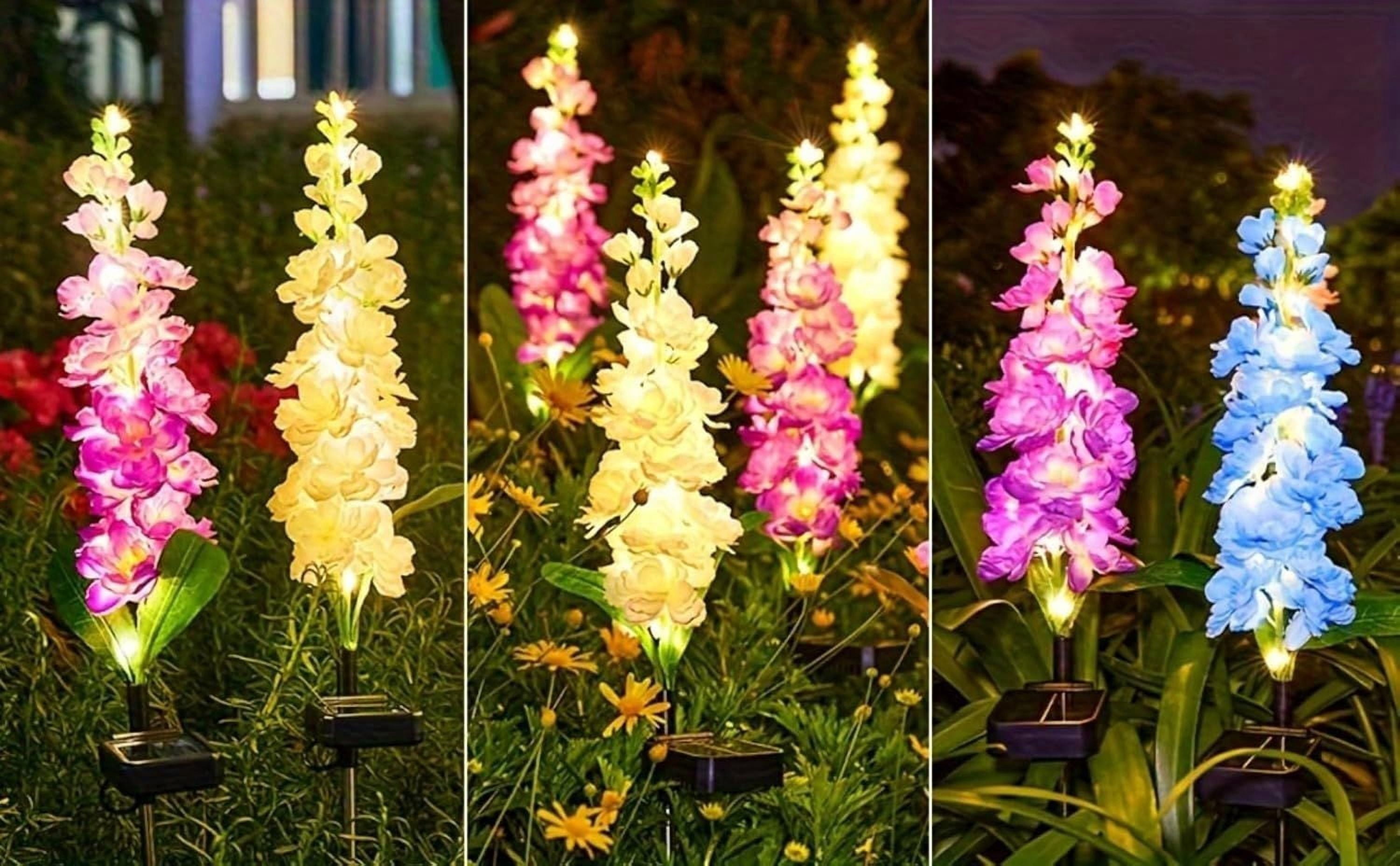 Solar Powered Hyacinth Flower Light, Solar Garden Patio Yard Decor, Color-Changing, Waterproof, Energy-Efficient, and Durable Outdoor Decoration, for Lawn, Path, Courtyard Garden