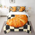 thumbnail image 2 of Homewish Cartoon Croissant Lover Twin Bedding Sets 7-Piece, Black Wheat Plaid Bedding Comforter Set, Teens Kids Boys Girls Reversible Sheet Sets, Super Cozy Room Decor, 2 of 7