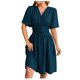 thumbnail image 1 of Vestido de mujer con cuello en V y mangas acampanadas - Color liso - Ajuste a la cintura - Vestido informal/de fiesta de poliéster - Para todas las estaciones, 1 of 4