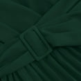 thumbnail image 6 of LEAVINGSUO Summer Dresses for Women Women's Summer Slim Pleated Belt Long Sleeve V-Neck A-Line Dress Green L, 6 of 6