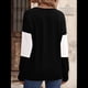 thumbnail image 5 of Blusas Elegantes e Informales para Mujer, con Bloques de Color, de Larga y Cuello en V, para Otoño. Negro L, 5 of 6